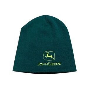 John Deere Forest Green 100% Acrylic Knit Hat Stretch Classic Logo Farmcore
